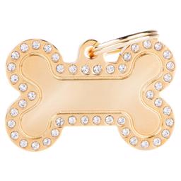 My Family Dog Tag Glam Gold Köttben med guldfärgad stenkant